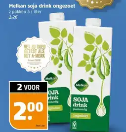 Poiesz Melkan soja drink ongezoet aanbieding