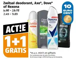 Poiesz Zwitsal deodorant, Axe, Dove of Rexona aanbieding