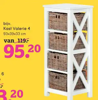 Leen Bakker Kast Valerie 4 93x39x33 cm aanbieding