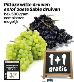 De Boerenschuur Pitloze witte druiven en of zoete Sable druiven aanbieding