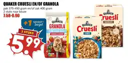 De Boerenschuur Quaker cruesli en of granola aanbieding