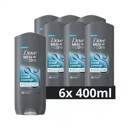 Wehkamp Dove Men+Care Clean Comfort 3-in-1 douchegel - 6 x 400 ml aanbieding