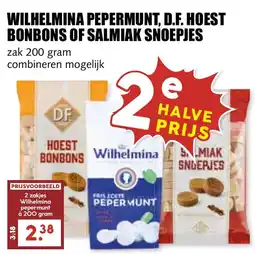 De Boerenschuur Wilhelmina pepermunt, d.f. hoest bonbons of salmiak snoepjes aanbieding