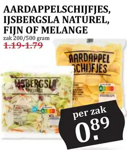 De Boerenschuur Aardappelschijfjes, ijsbergsla naturel, fijn of melange aanbieding
