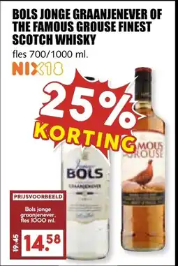 De Boerenschuur Bols jonge graanjenever of the famous grouse finest scotch whisky aanbieding