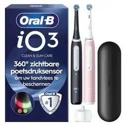 Etos Oral-B iO3 Duo Zwart/ Roze Elektrische Tandenborstel aanbieding