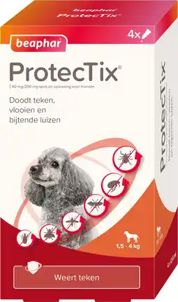 Intratuin Beaphar anti tekenmiddel ProtecTix hond 1,5-4 kg 4 stuks aanbieding