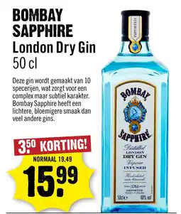Dirck 3 Bombay sapphire London Dry Gin aanbieding