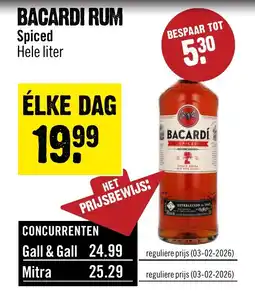 Dirck 3 Bacardi rum spiced hele liter aanbieding