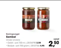 HANOS Koningsvogel sambal oelek pot aanbieding