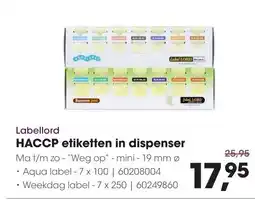HANOS Labellord HACCP etiketten in dispenser aanbieding