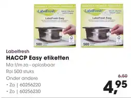HANOS Labelfresh HACCP Easy etiketten aanbieding