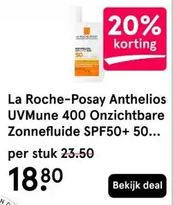 Etos La Roche-Posay Anthelios UVMune 400 Onzichtbare Zonnefluide SPF50+ 50 ML aanbieding