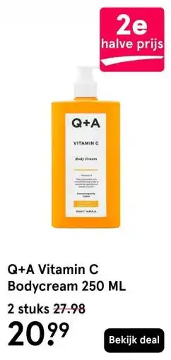 Etos Q+A Vitamin C Bodycream 250 ML aanbieding