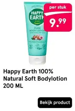 Etos Happy Earth 100% Natural Soft Bodylotion 200 ML aanbieding