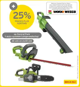 Praxis Central Park 1-accu-systeem tuingereedschap aanbieding