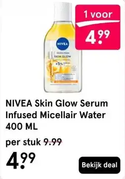 Etos NIVEA Skin Glow Serum Infused Micellair Water 400 ML aanbieding