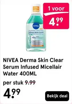 Etos NIVEA Derma Skin Clear Serum Infused Micellair Water 400ML aanbieding