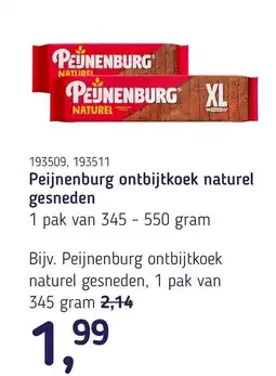 Van Hoeckel Peijnenburg ontbijtkoek naturel gesneden aanbieding