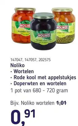 Van Hoeckel Noliko Wortelen Rode kool met appelstukjes Doperwten en wortelen aanbieding
