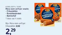 Van Hoeckel Mora oven-airfryer snacks Frikandellen Rundvleeskroket Bamischijf aanbieding