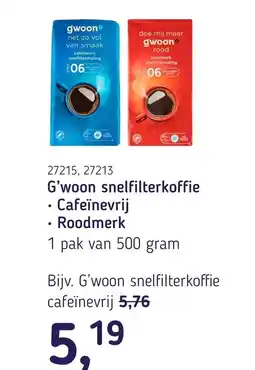 Van Hoeckel G'woon snelfilterkoffie Cafeïnevrij Roodmerk aanbieding