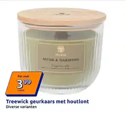 Action Treewick geurkaars met houtlont aanbieding