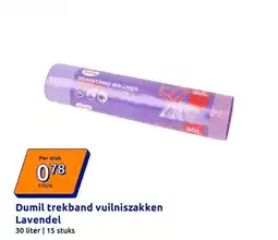 Action Dumil trekband vuilniszakken Lavendel aanbieding