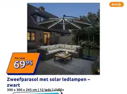 Action Zweefparasol met solar ledlampen – zwart aanbieding