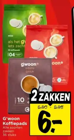 Vomar Voordeelmarkt G'woon Koffiepads aanbieding