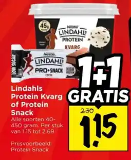 Vomar Voordeelmarkt Lindahls Protein Kvarg of Protein Snack aanbieding