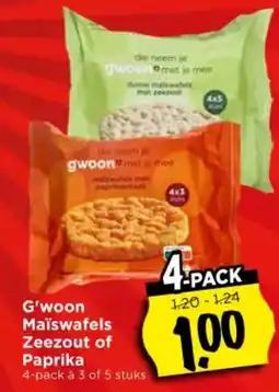 Vomar Voordeelmarkt G'woon Maïswafels Zeezout of Paprika aanbieding
