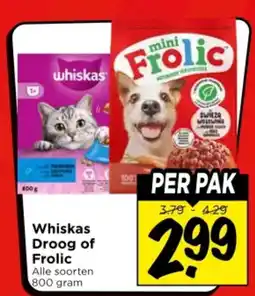 Vomar Voordeelmarkt Whiskas Droog of Frolic aanbieding