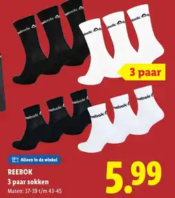 Lidl Reebok 3 paar sokken aanbieding