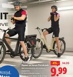 Lidl Crivit dames en heren fietsbroek aanbieding