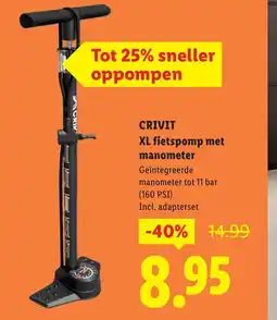 Lidl Crivit xl fietspomp met manometer aanbieding