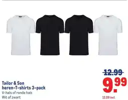 Makro Tailor & Son heren-T-shirts 3-pack aanbieding
