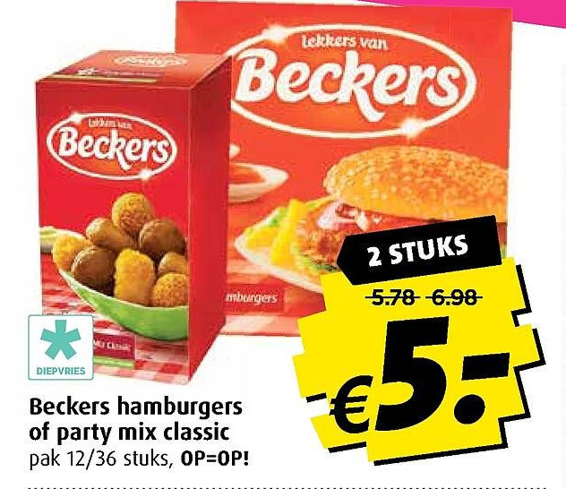 Beckers hamburgers of party mix classic aanbieding bij Discus