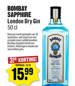 Dirck 3 Bombay Sapphire London Dry Gin 50 cl aanbieding