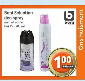 Dagwinkel Boni Selection Deo Spray Men Of Women aanbieding