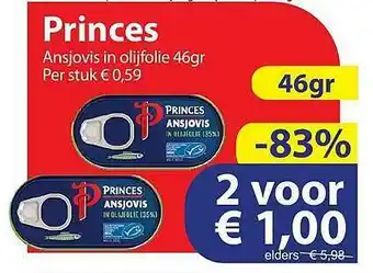 Die Grenze Princes Ansjovis In Olijfolie aanbieding