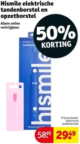Kruidvat Hismile elektrische tandenborstel en opzetborstel aanbieding