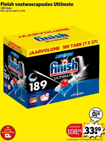 Kruidvat Finish vaatwascapsules Ultimate aanbieding
