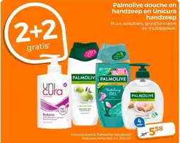 Trekpleister Palmolive douche en handzeep en Unicura handzeep aanbieding
