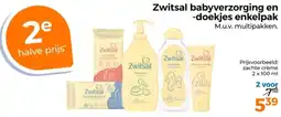 Trekpleister Zwitsal babyverzorging en doekjes enkelpak aanbieding