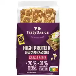 Albert Heijn TastyBasics Low carb-high protein cracker kaas peper aanbieding
