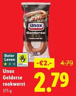 Lidl Unox Gelderse rookworst aanbieding