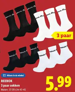 Lidl Reebok 3 paar sokken aanbieding