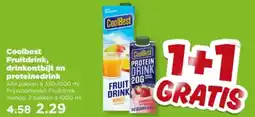 PLUS Coolbest Fruitdrink, drinkontbijt en proteinedrink aanbieding
