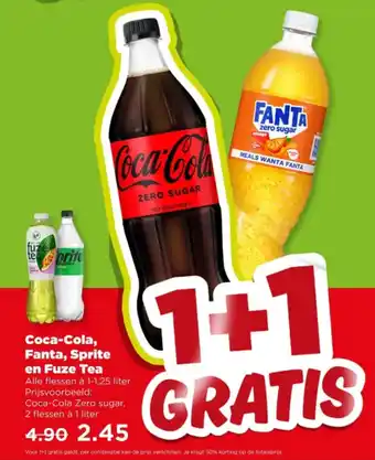 PLUS Coca-Cola, Fanta, Sprite en Fuze Tea aanbieding